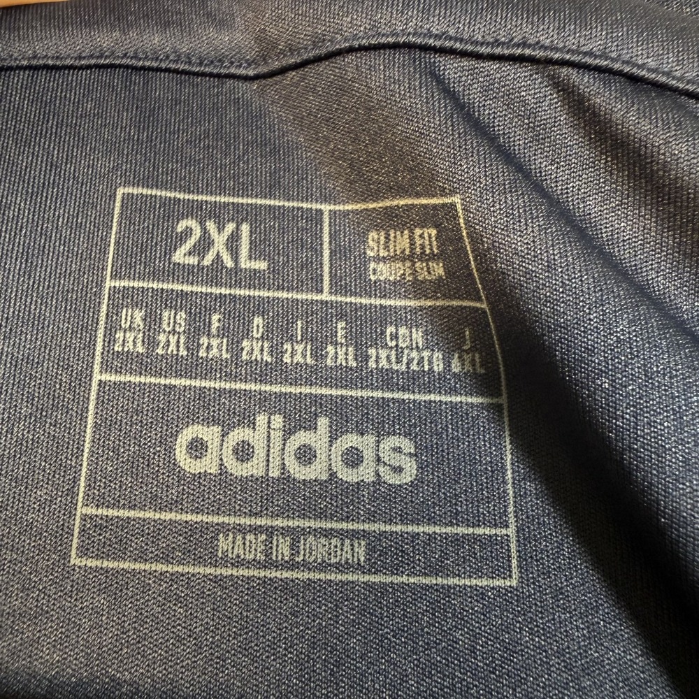 Adidas Aeroready T-Shirt Mens 2XL Navy Slim Fit 3 Stripes Training Soccer Tee - Picture 5 of 9